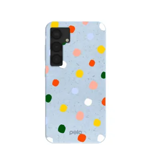 Compact Pattern Strong Frame Powder Blue Rainbow Dots Samsung Galaxy S25 Case