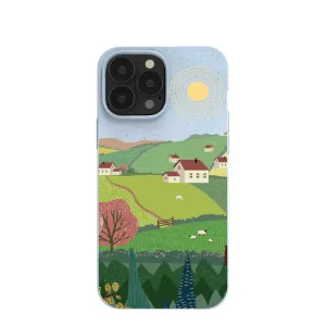 Smooth Look Texture Raised Bezels Powder Blue Sunny Countryside iPhone 13 Pro Max Case