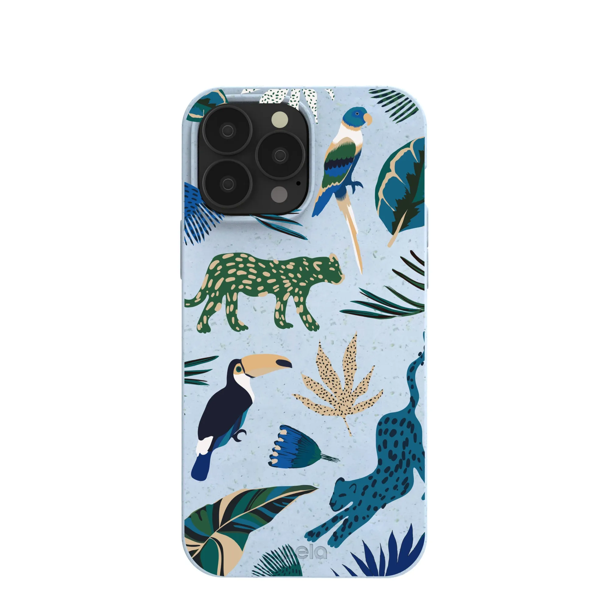 Shock Cushion Soft Layer Texture Powder Blue Tropical Rainforest iPhone 13 Pro Max Case