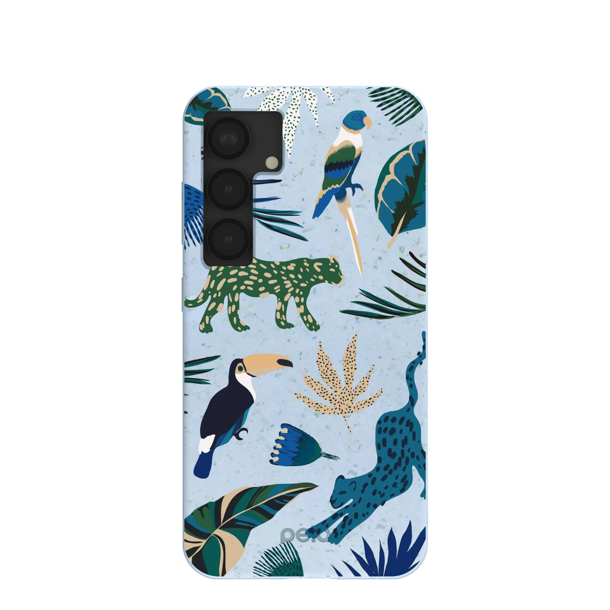 Powder Blue Tropical Rainforest Samsung Galaxy S25 Case Tough Frame