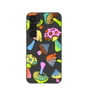 Black Mushroom Party Samsung Galaxy S25 (Plus) Case Durable Shell Flexible Pattern