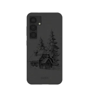 Vivid Pattern Black Lone Cabin Samsung Galaxy S25 Case