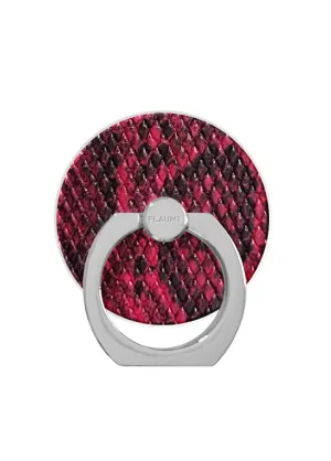 Minimal Desk Dock Red Python Faux Leather Adhesive Phone Ring Stand