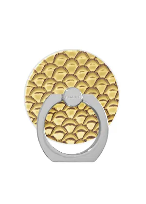 Quick Release Grip Convenient Spin Gold Metallic Snakeskin Faux Leather Adhesive Phone Ring Stand