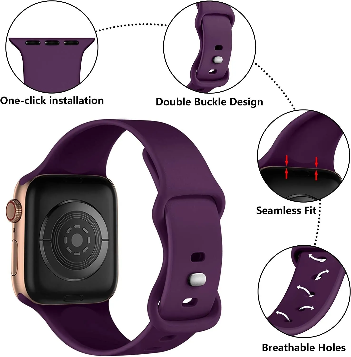 Apple Watch Silicone Strap Classic (Dark Purple) Active Performance Gear