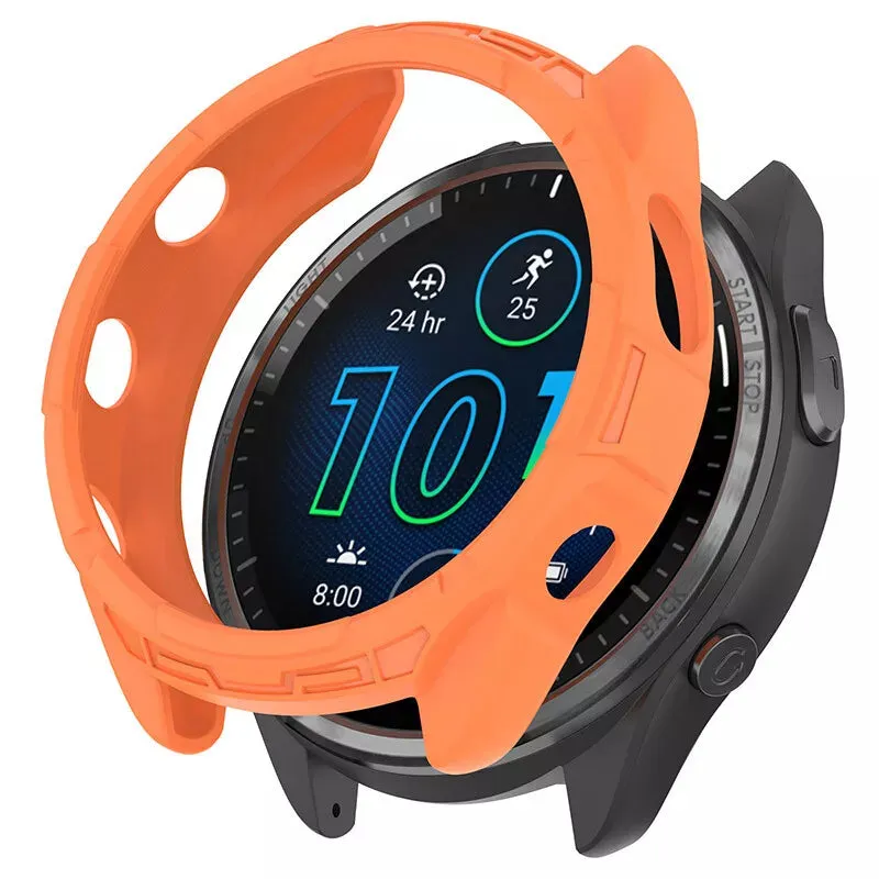 Garmin Forerunner 965 Rugged TPU Case (Orange) Hybrid Bumper fingerprint resistant