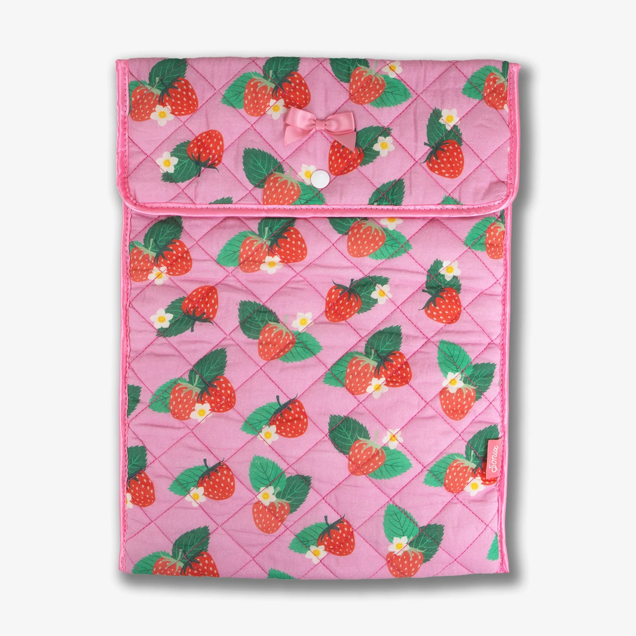 tablet case for home use magnetic closure pad case Quilted Laptop Sleeve - Wild Strawberries