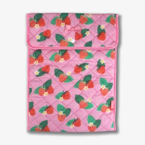 tablet case for home use magnetic closure pad case Quilted Laptop Sleeve - Wild Strawberries