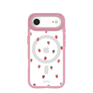 Clear Summer Berries iPhone Air Case With Petal Pink Ridge (MagSafe included) Premium Feel Layer