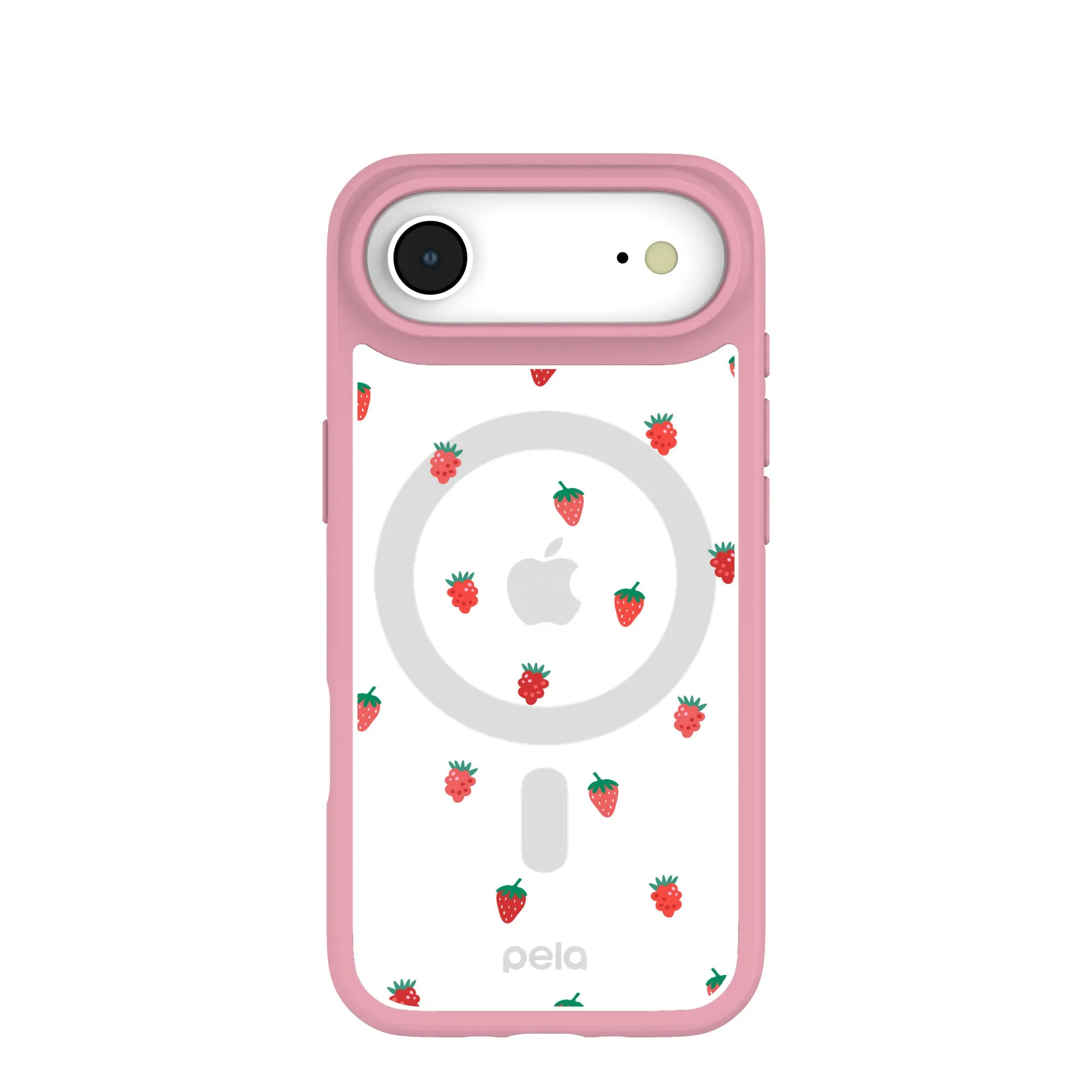 Clear Summer Berries iPhone Air Case With Petal Pink Ridge (MagSafe included) Premium Feel Layer