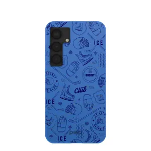 Electric Blue Hockey Postage Samsung Galaxy S25 Case Elegant Pattern