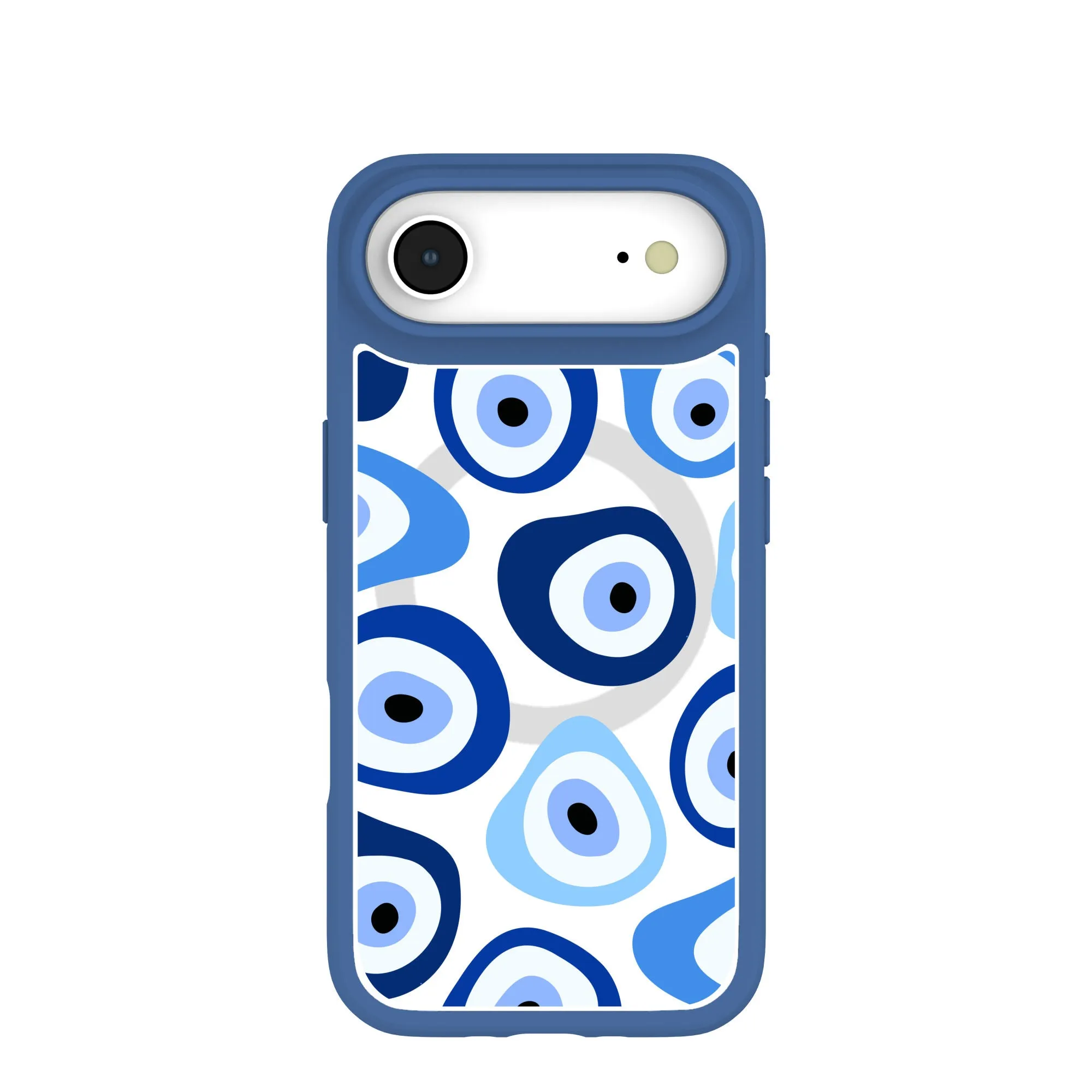 Stylish Grip Texture Ergonomic Shape Clear Evil Eye iPhone Air Case With True Blue Ridge (MagSafe included)