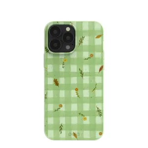 Matte Pattern Design Sage Green Fall Gingham iPhone 13 Pro Max Case