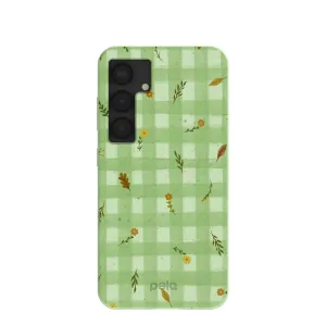 Sage Green Fall Gingham Samsung Galaxy S25 Case Compact Look Soft Detail Layer