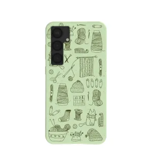 Sage Green Knit Nook Samsung Galaxy S25 (Plus) Case Hybrid Texture Design