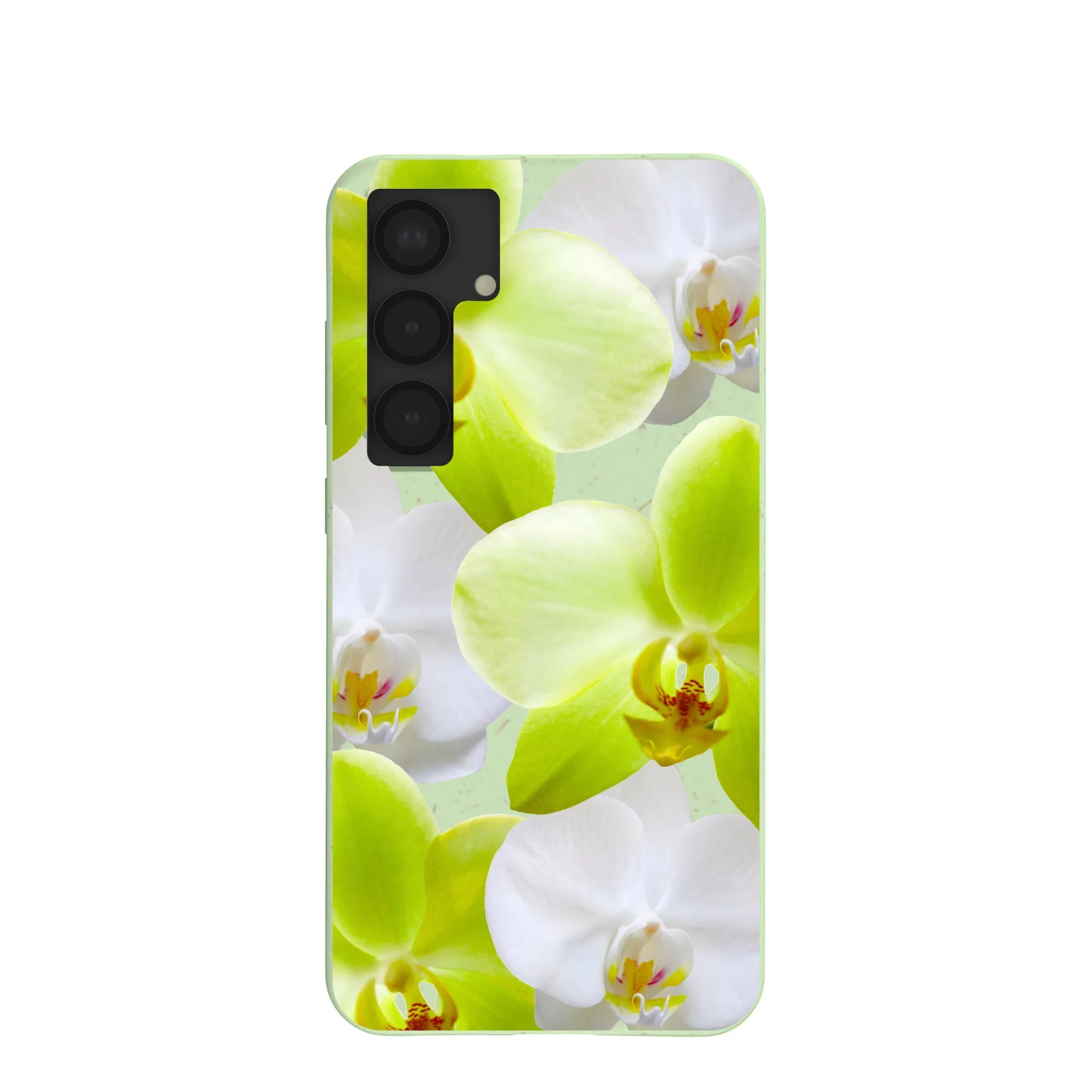 Sage Green Orchid Blooms Samsung Galaxy S25 (Plus) Case Protective Frame Design