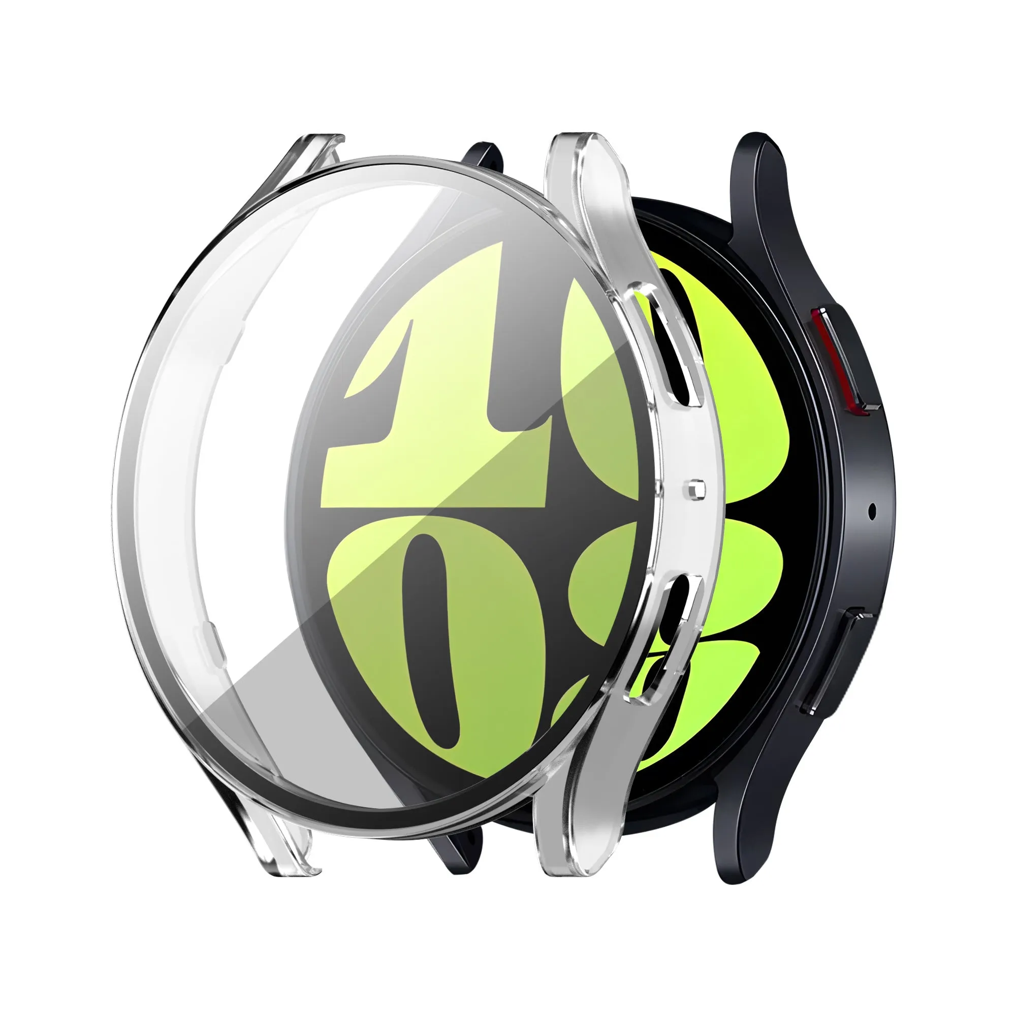 Luxury Shielding Protective Sleeve Guard Samsung Galaxy Watch 6 44mm PC Hard Case with Glass (Transparent)