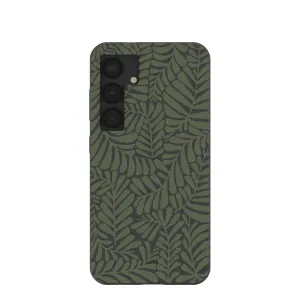 Black Fern Dreams Samsung Galaxy S25 Case Rugged Pattern Design