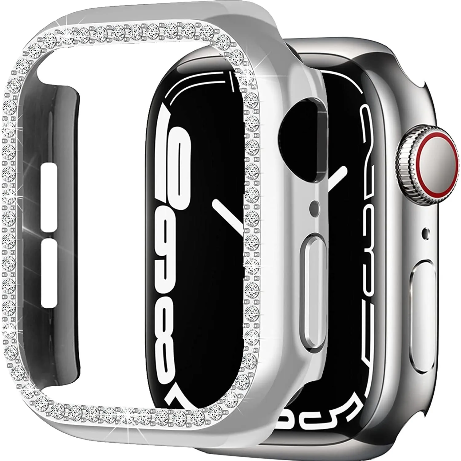 Shock Armor Apple Watch 7 Diamond PC Hard Case 45mm (Silver)