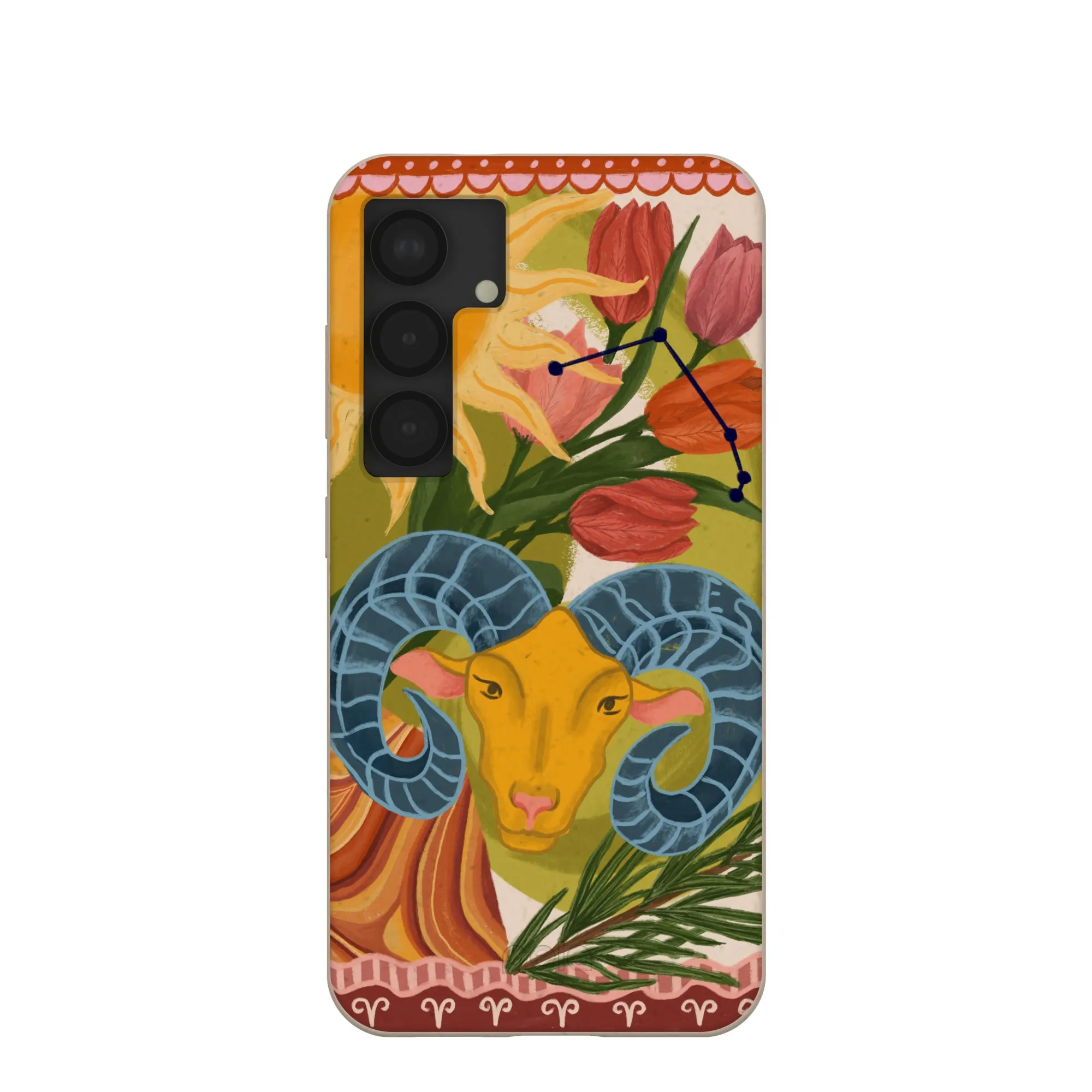 Seashell Aries Ram Samsung Galaxy S25 Case Professional Look Drop Defense