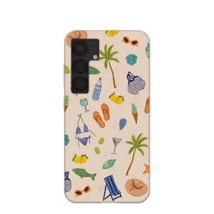 Seashell Coastline Sketch Samsung Galaxy S25 Case Soft edges Elegant Edge