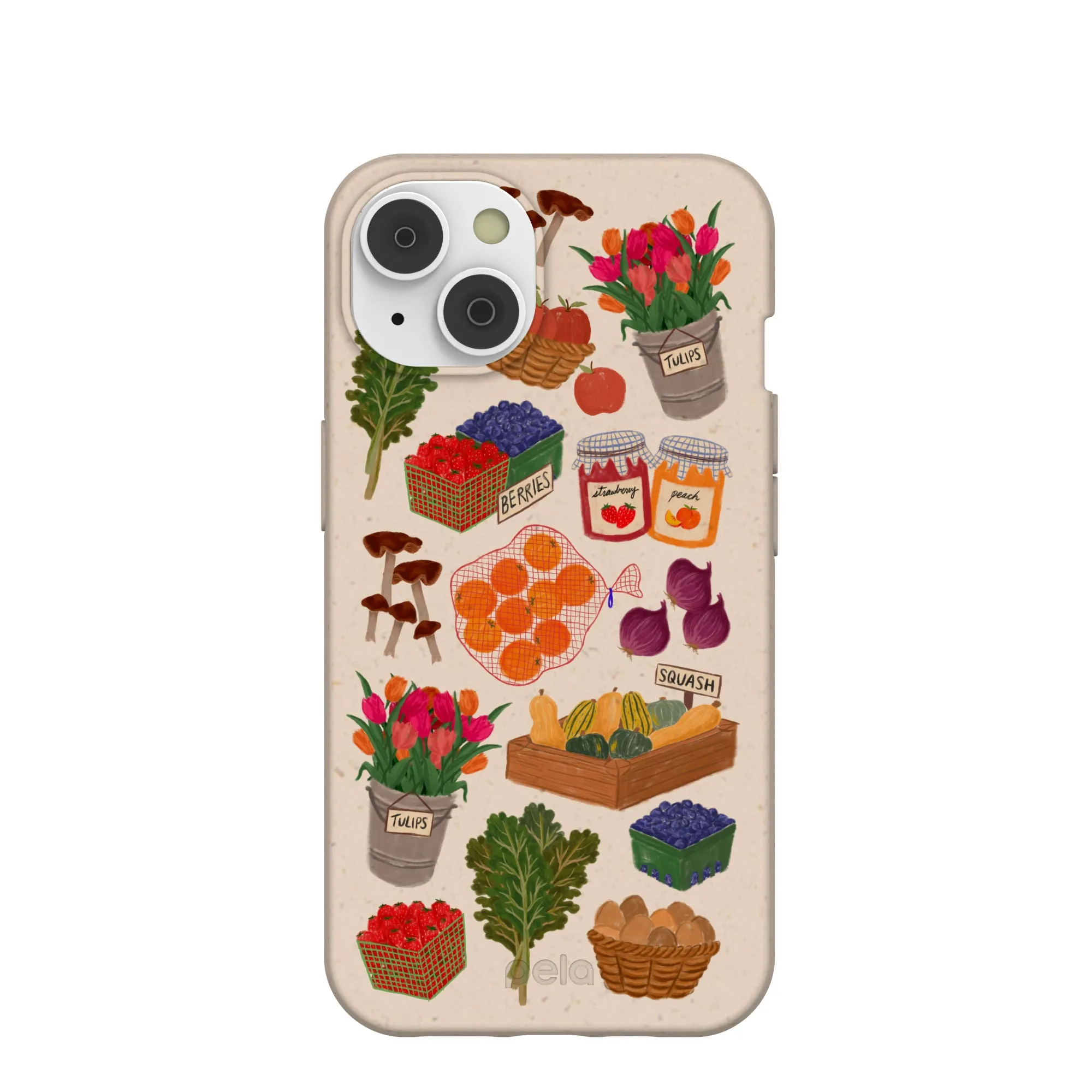 Printed Artwork Soft Finish Texture Seashell Farm Market iPhone 14/16e Case
