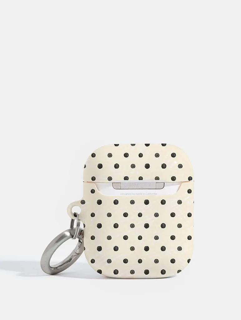 Cream and Black Painted Polka Dot Airpods Case portable ergonomic pastel airpods protector