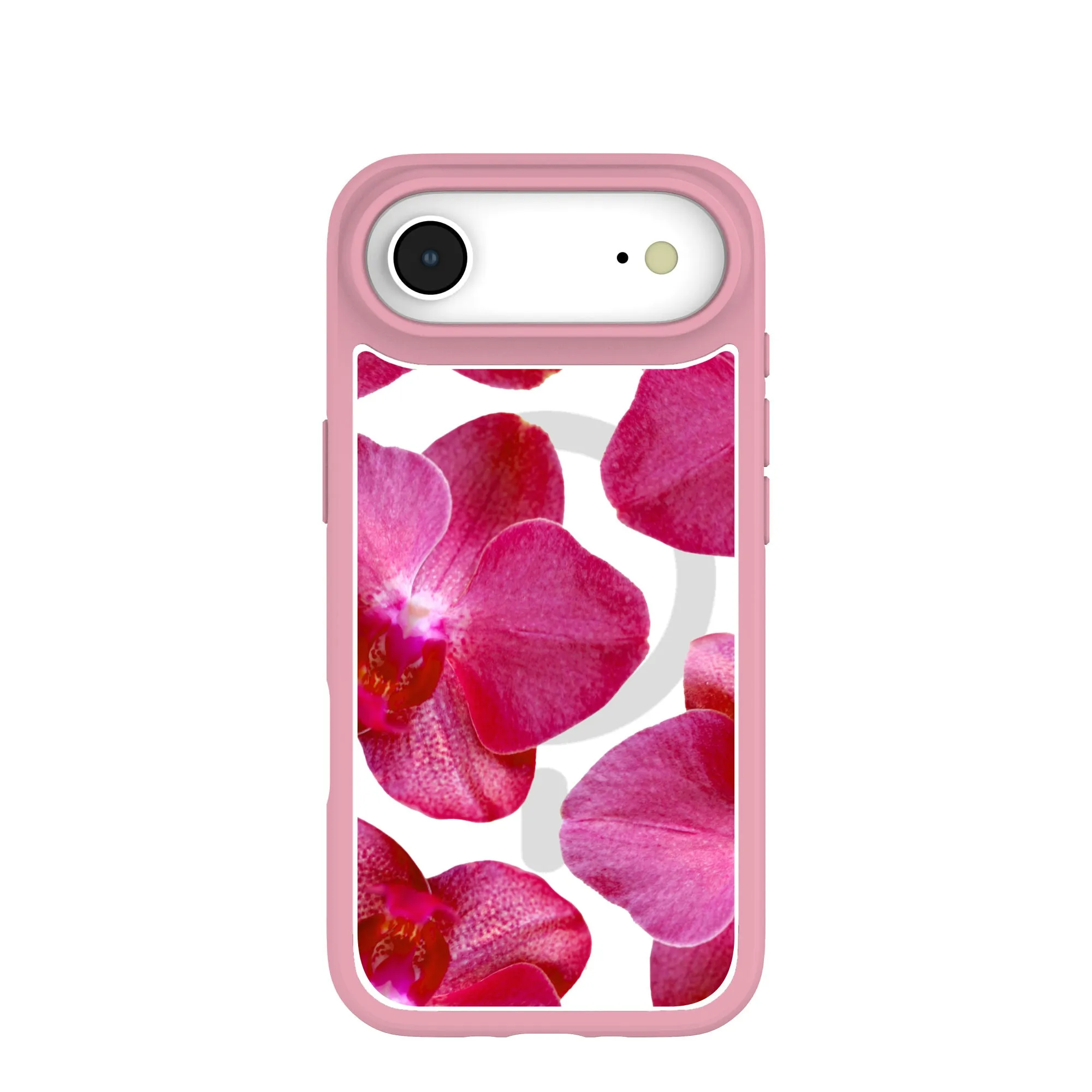 Clear Pink Orchids iPhone Air Case With Petal Pink Ridge (MagSafe included) Scratch Guard