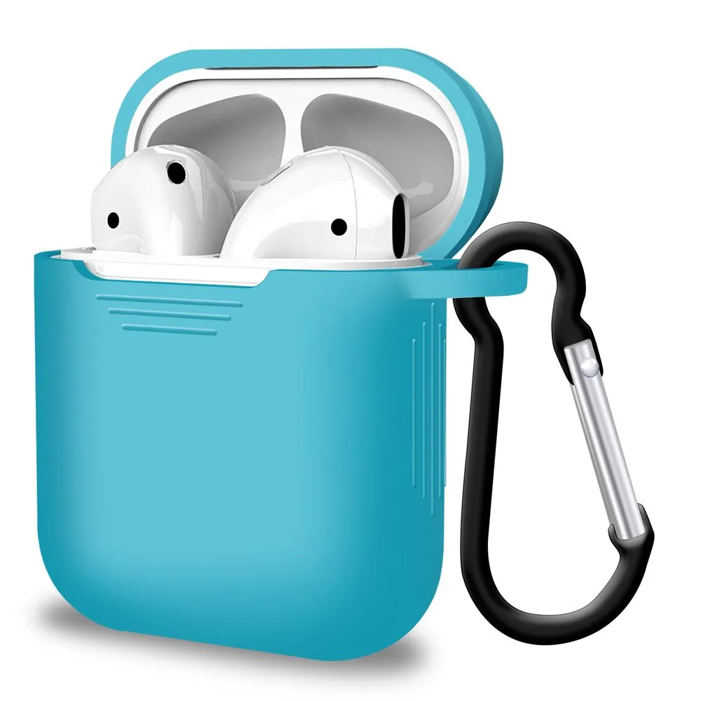 soft touch matte airpods protector Minimalist Audio Case Silicone Sky Blue Airpod Case for Airpods 1st Gen and 2nd Gen