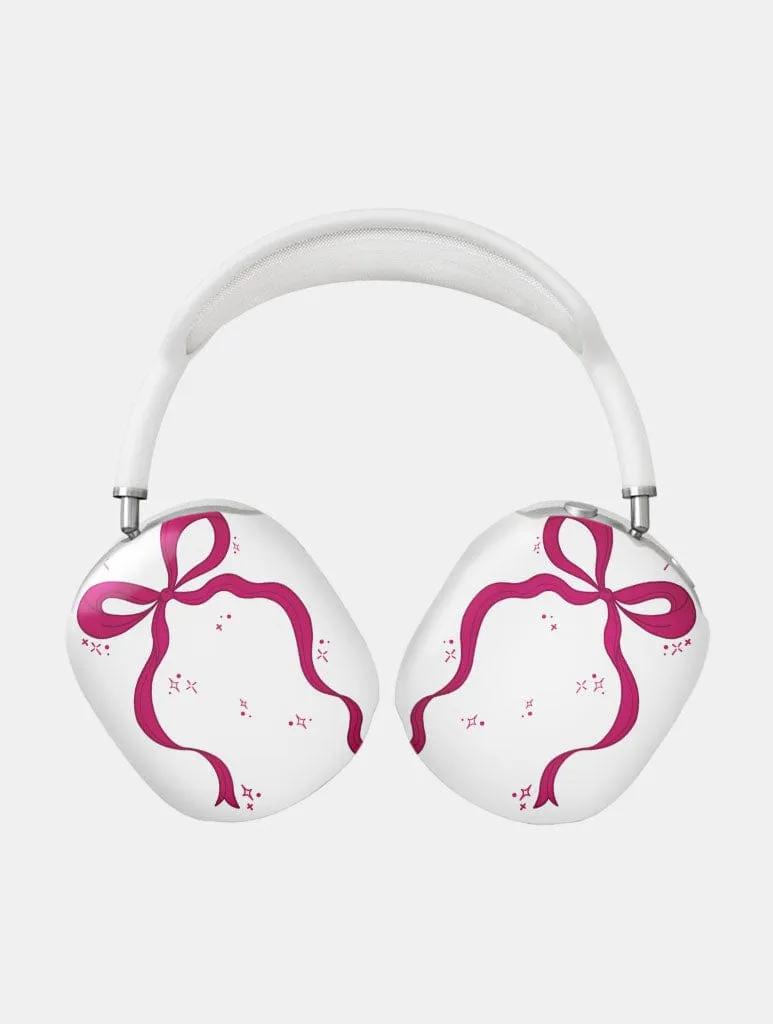 Single Burgundy Bow AirPods Max Case in Gloss Handy Carry Bag