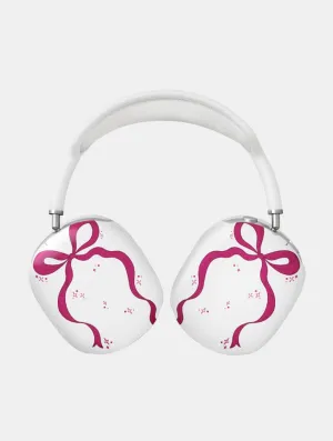 Single Burgundy Bow AirPods Max Case in Gloss waterproof airpods shell