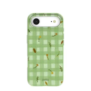 Button Cover Sage Green Fall Gingham iPhone Air Case
