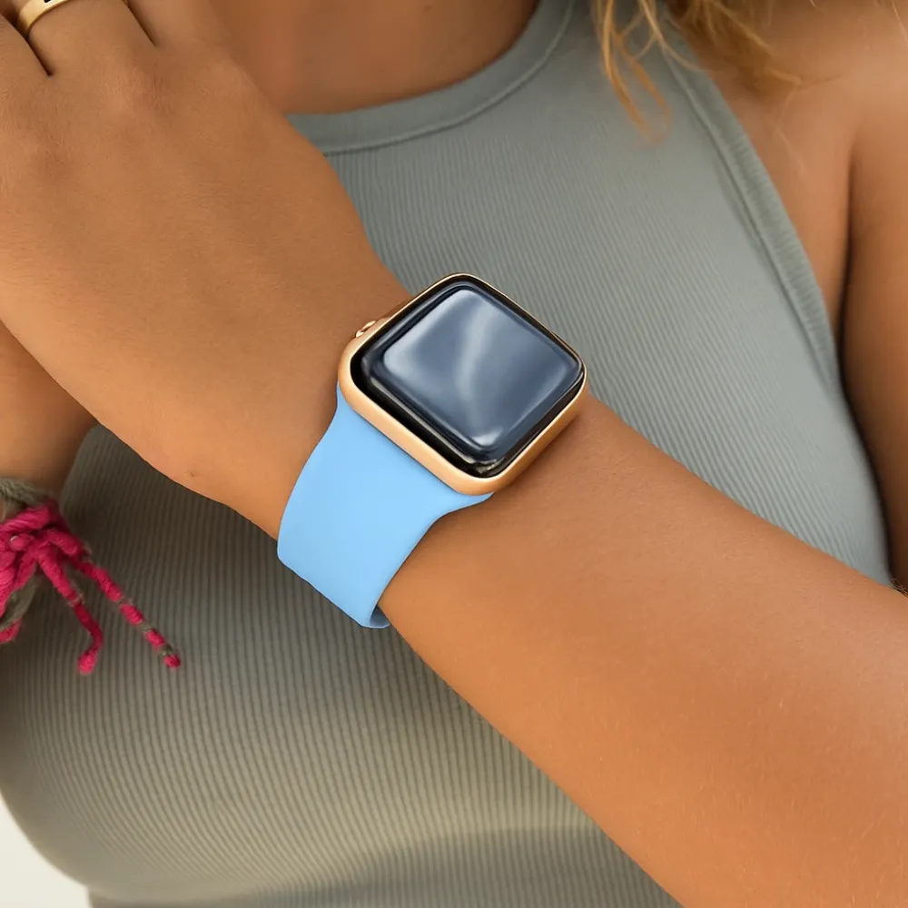 Apple Watch Silicone Strap (Light Blue) Sweat Proof Design Secure Strap