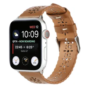 Professional Work Wear Outdoor Activity Apple Watch Patterned Leather Strap (Brown)