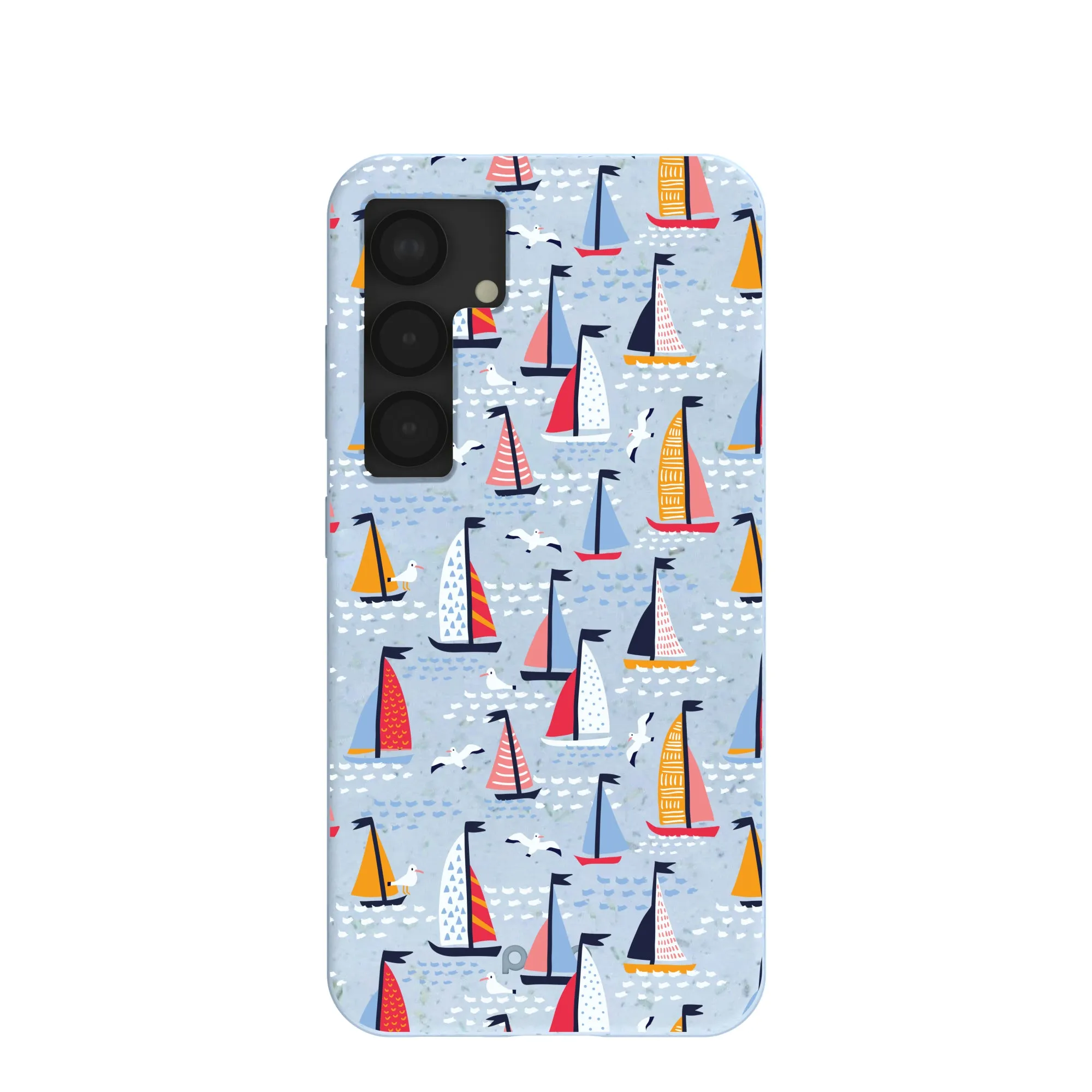 Lightweight accessory Premium Build Layer Powder Blue Sails and Seagulls Samsung Galaxy S25 Case