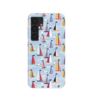 Lightweight accessory Premium Build Layer Powder Blue Sails and Seagulls Samsung Galaxy S25 Case
