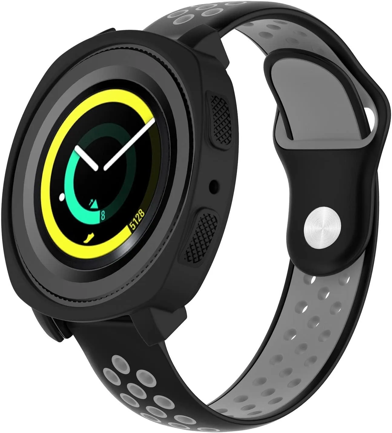 Samsung Gear Sport Silicone Case (Black) Hybrid Armor Shield Covering Glitter Case