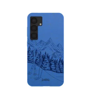 Wireless Compatible Soft edges Electric Blue Backcountry Ski Samsung Galaxy S25 Case