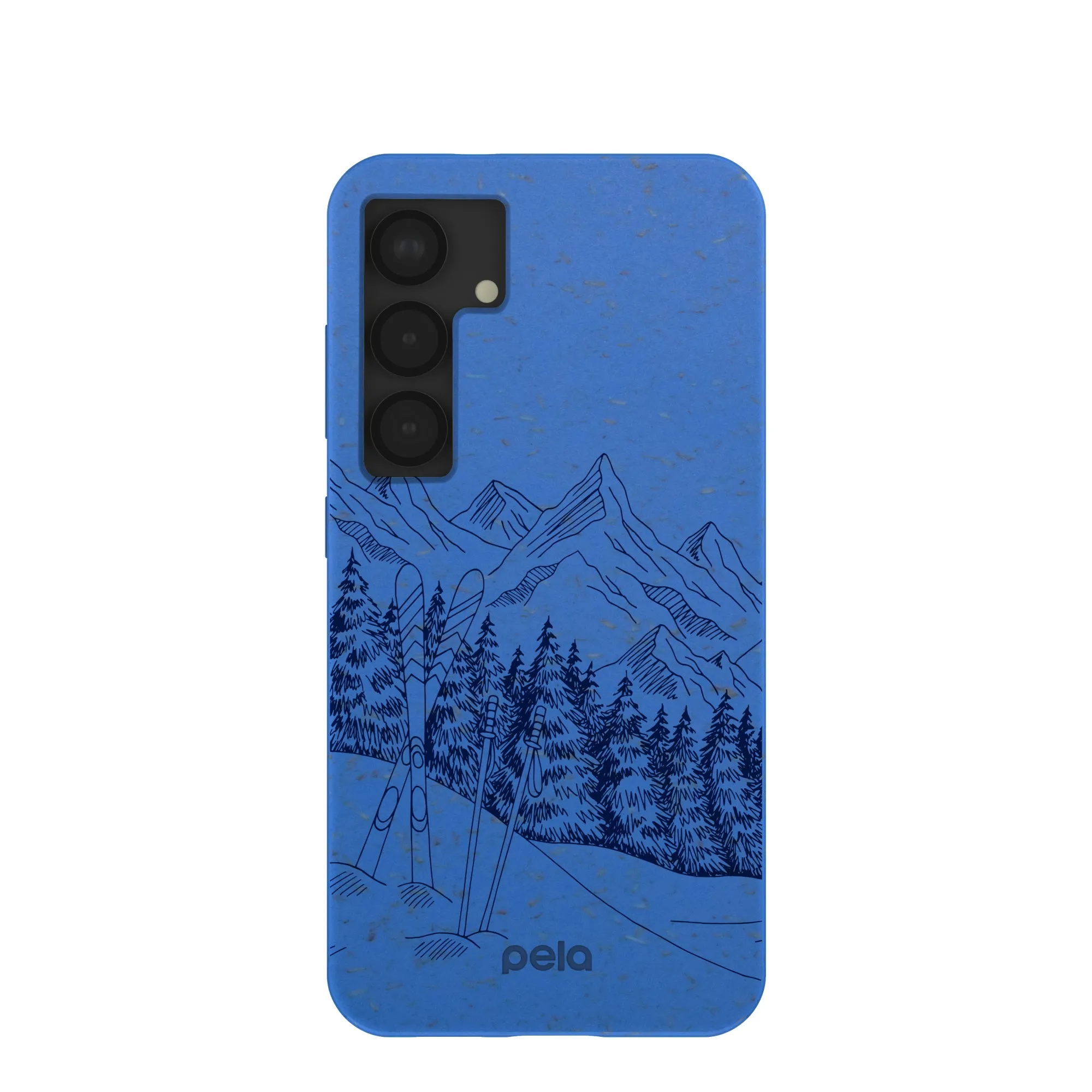 Wireless Compatible Soft edges Electric Blue Backcountry Ski Samsung Galaxy S25 Case