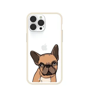 Clear Frenchie Portrait iPhone 13 Pro Max Case With London Fog Ridge Non slip grip