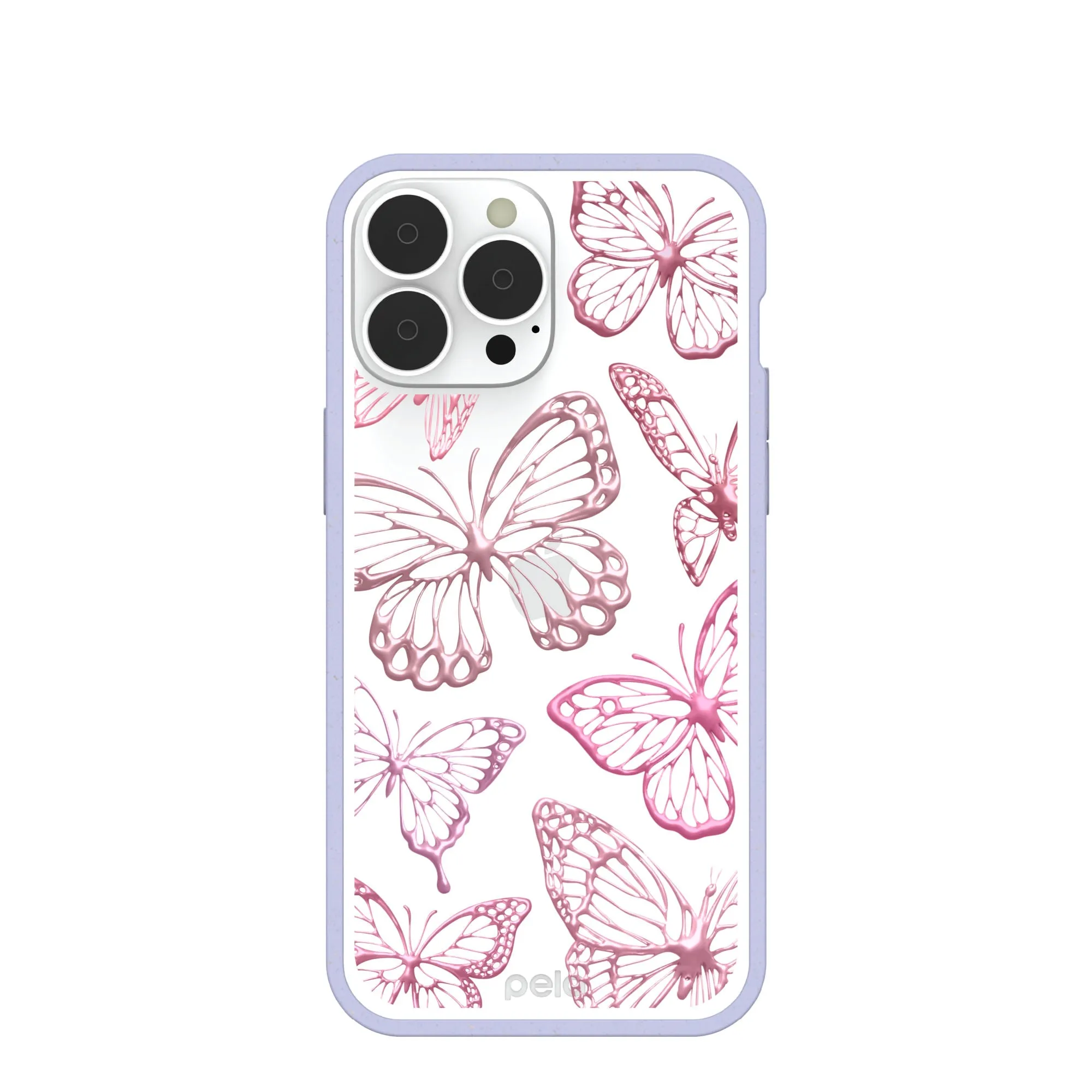 Clear Butterfly Effect iPhone 13 Pro Max Case With Lavender Ridge Polished Surface