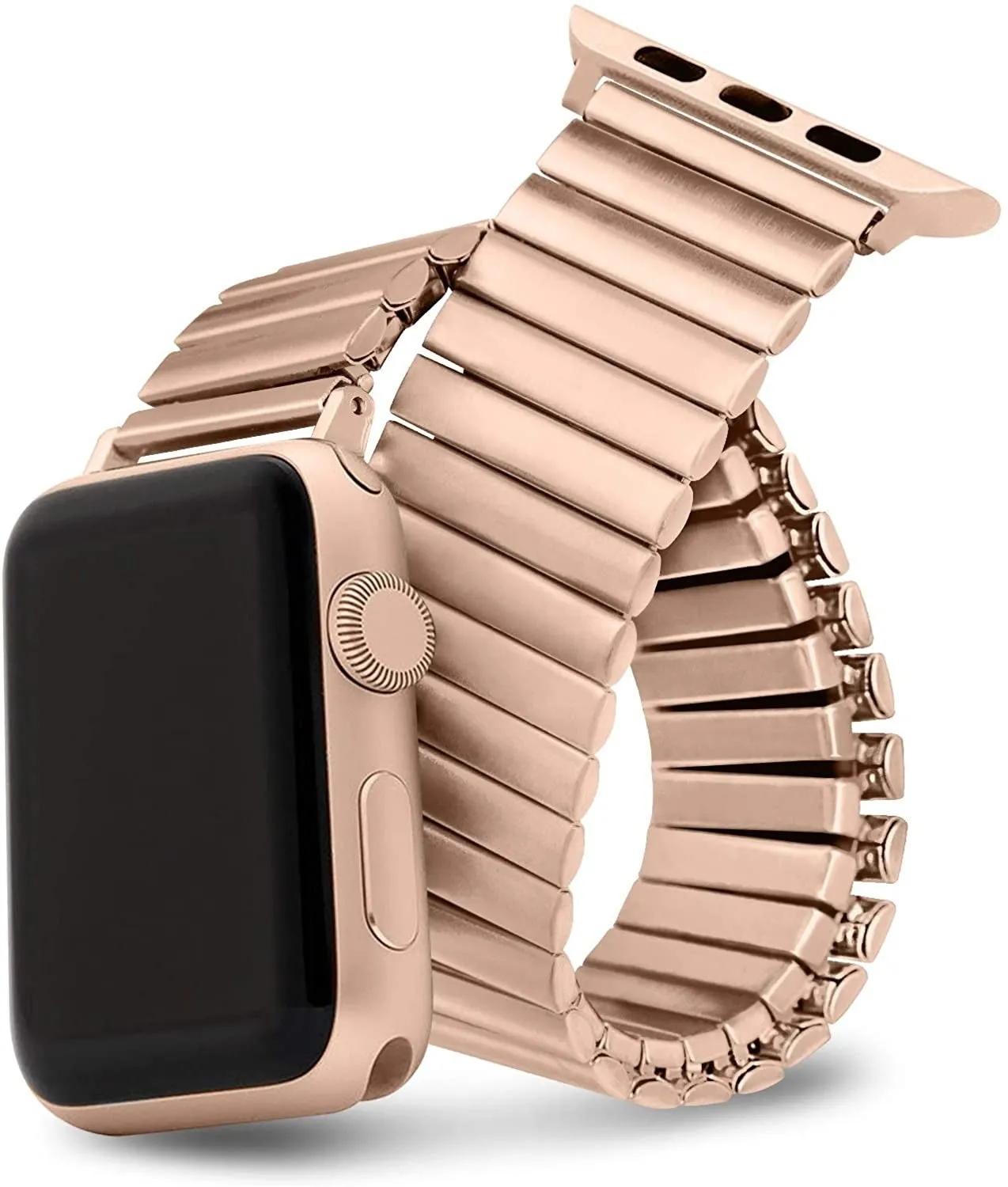 Modern Outdoor Accessory Soft Flexible Band Apple Watch Elastic Steel Strap (Rose Gold)