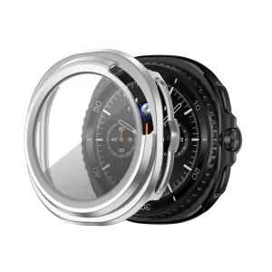 Bumper Armor Shell Drop Protection Guard Bandz Samsung Galaxy Watch 8 Classic PC Cover with Glass (Silver)