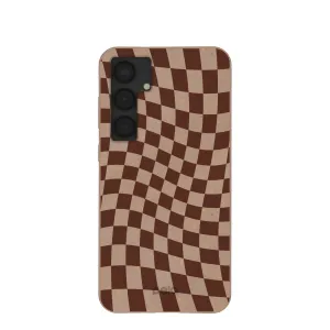 Soft Edge Chocolate Brown Cafe Check Samsung Galaxy S25 (Plus) Case