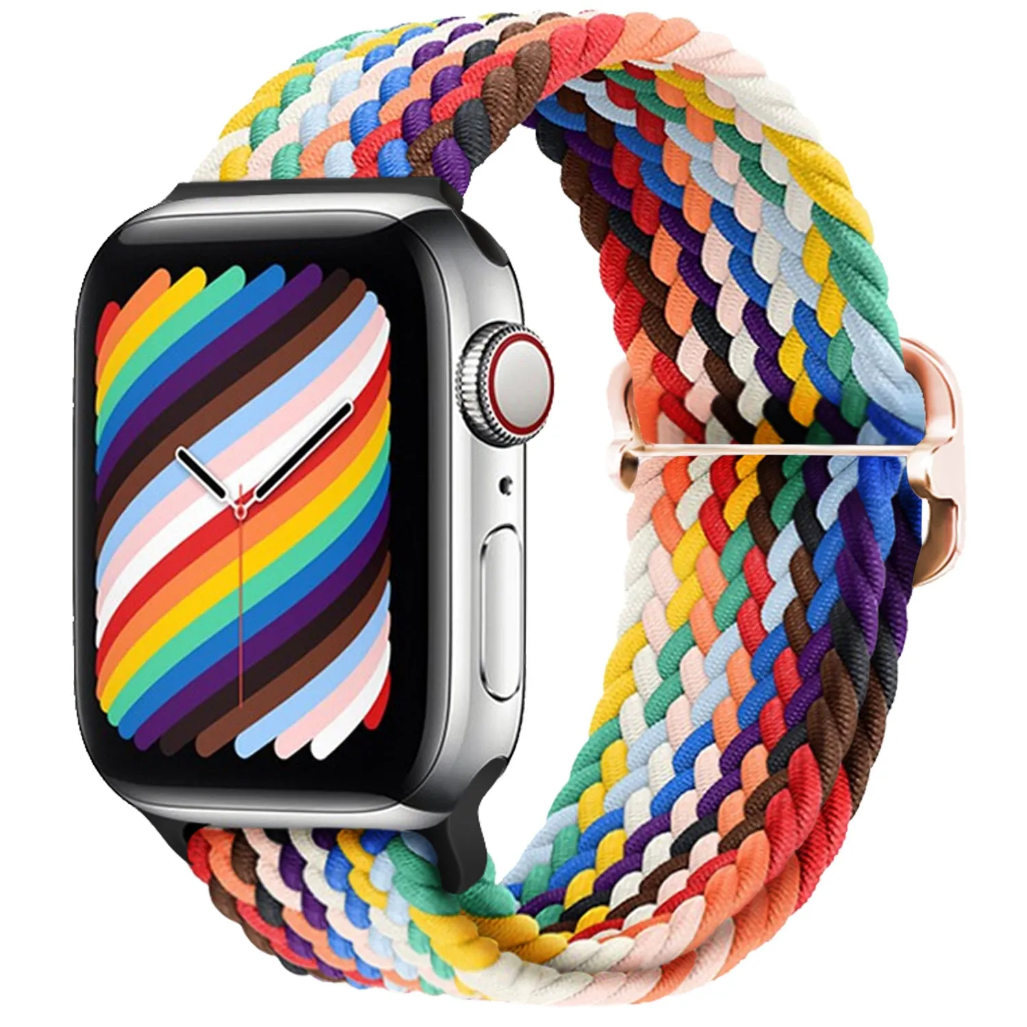 Rugged Outdoor Look Formal Outfit Apple Watch Braided Nylon Strap (Rainbow)