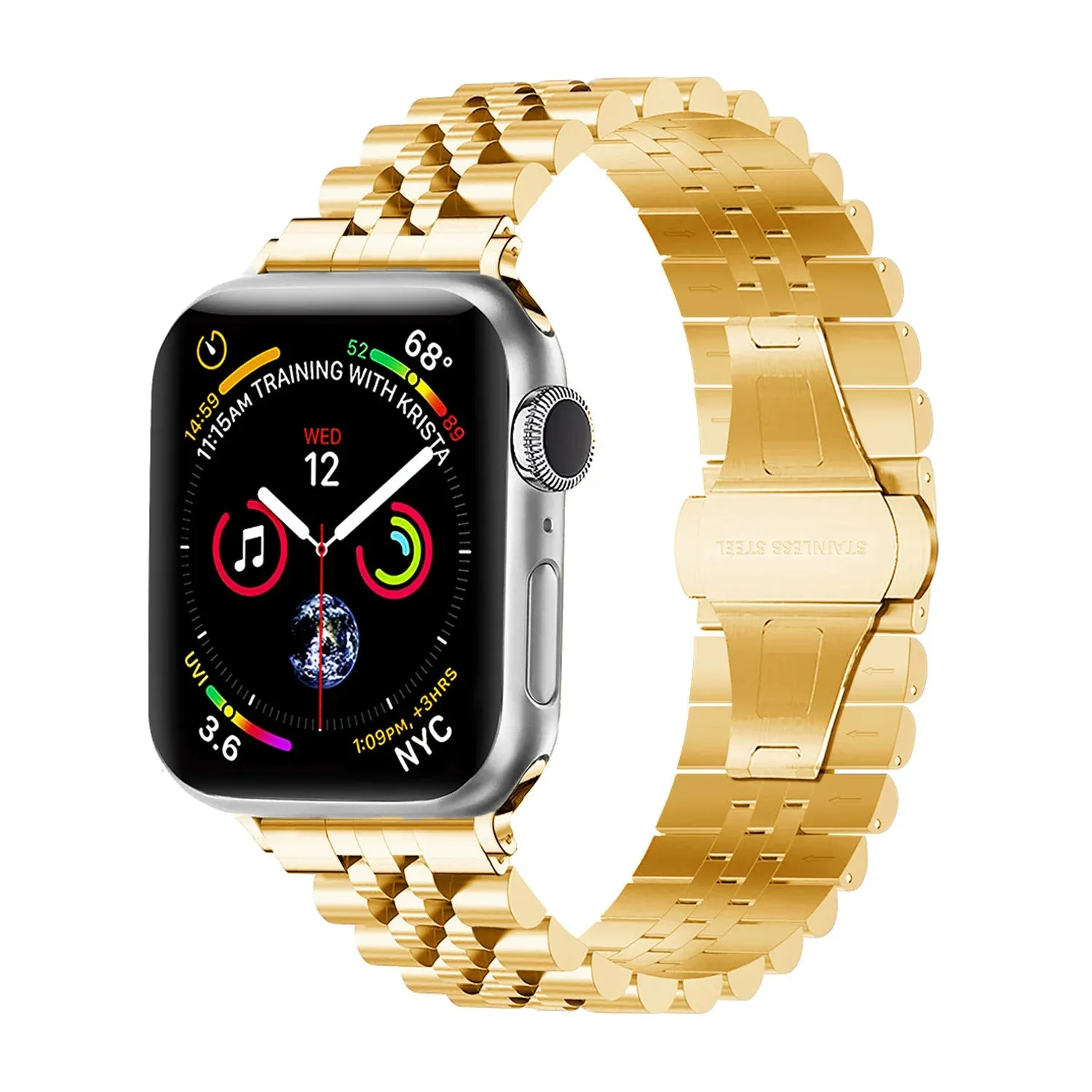 Classic Look Active Function Wear Apple Watch Steel Strap Jubilee (Gold)