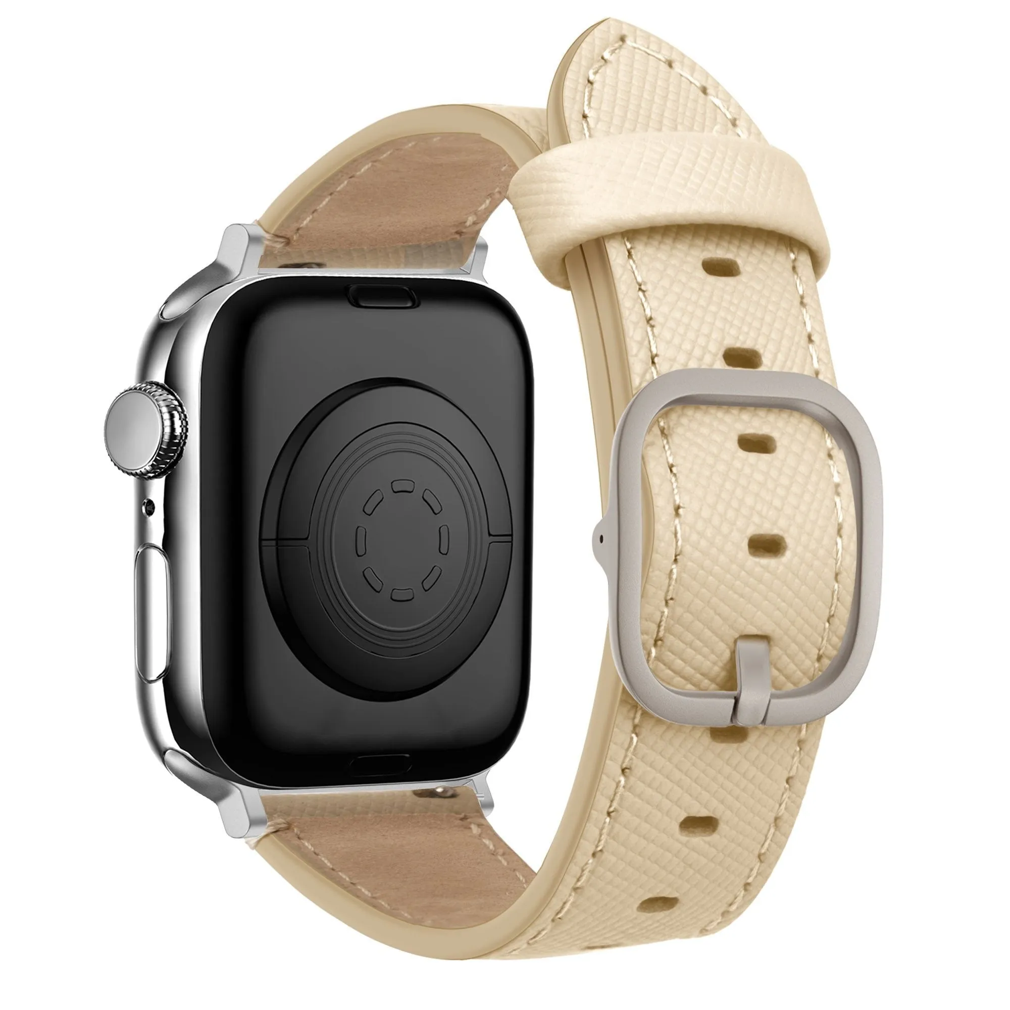 Bandz Apple Watch Leather Strap 'Deluxe' (Khaki) Classic Aesthetic Classic Minimal Design