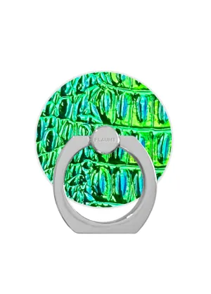 Green Iridescent Crocodile Faux Leather Adhesive Phone Ring Stand Easy Hold