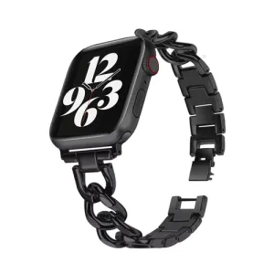 Minimal Design Apple Watch Steel Chain Strap (Black)