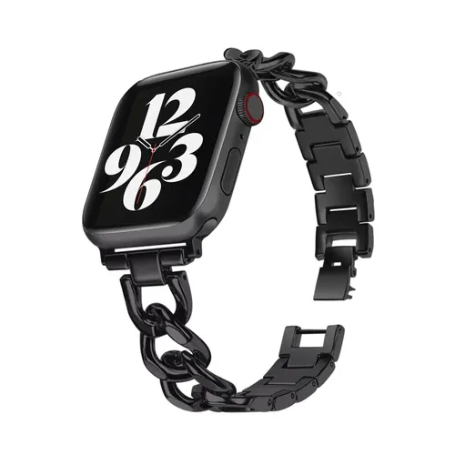 Minimal Design Apple Watch Steel Chain Strap (Black)